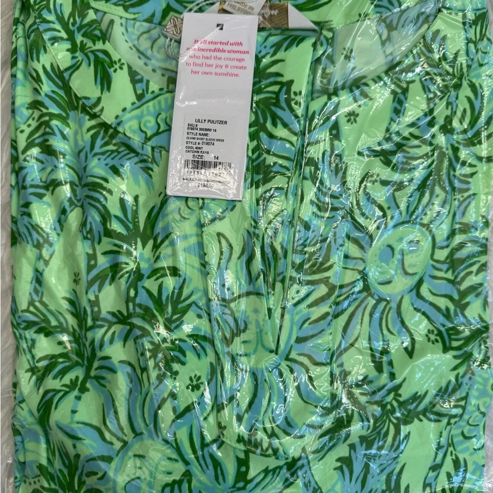 NWT Lilly Pulitzer 14 OLIVINE SHORT SLEEVE DRESS “Cool Mint” MSRP $198 sz 14 - Picture 6 of 9